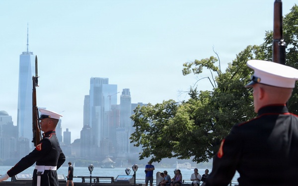 U.S. Marine Corps Silent Drill Platoon performs on Liberty Island  for INR250