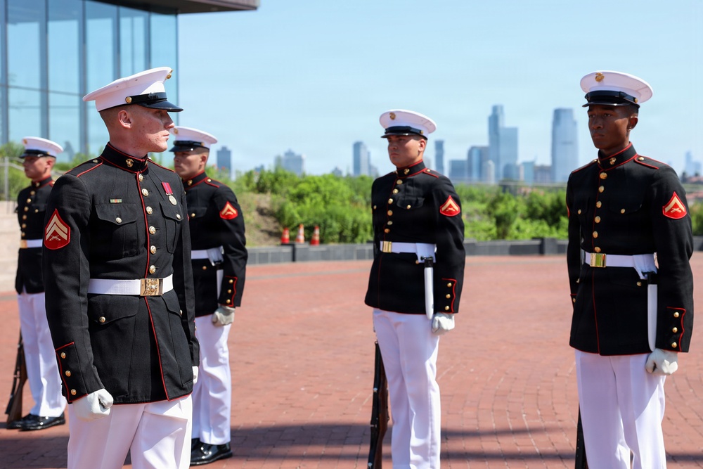 U.S. Marine Corps Silent Drill Platoon performs on Liberty Island  for INR250