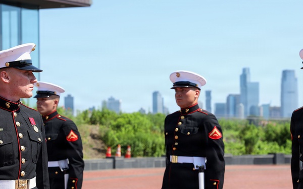 U.S. Marine Corps Silent Drill Platoon performs on Liberty Island  for INR250