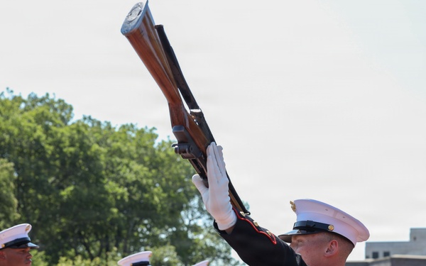 U.S. Marine Corps Silent Drill Platoon performs on Liberty Island  for INR250