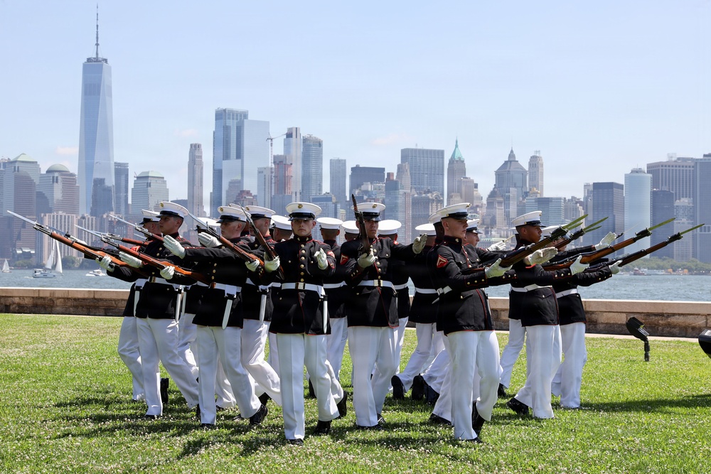 U.S. Marine Corps Silent Drill Platoon performs on Ellis Island  for INR250