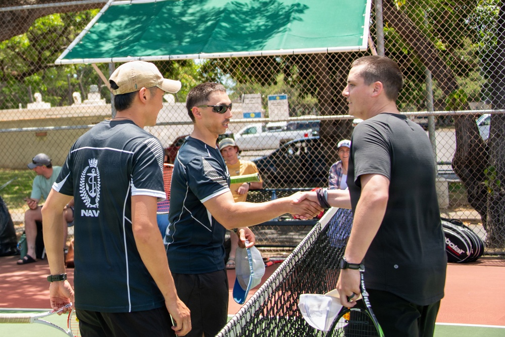 USS Essex and HMNZS Te Mana Sailors Participate in RIMPAC 2026 Tennis Tournament"