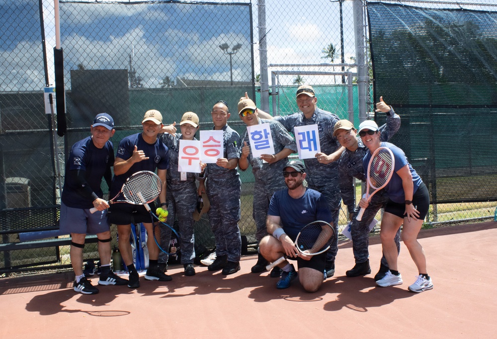 Service members compete in MWR tennis tournament during RIMPAC 2026