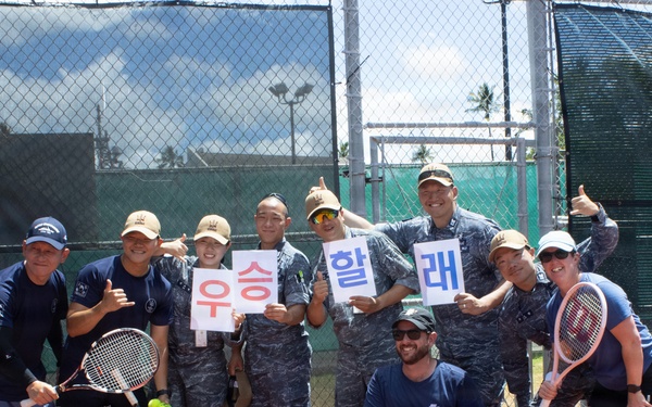 Service members compete in MWR tennis tournament during RIMPAC 2026
