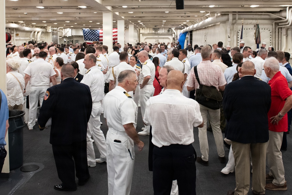 U.S. Navy Band Brass Quintet perform at the International Naval Review Welcome Ceremony