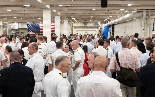 U.S. Navy Band Brass Quintet perform at the International Naval Review Welcome Ceremony