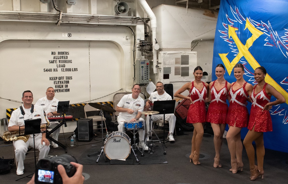 U.S. Navy Band Cruisers combo perform at the International Naval Review Welcome Ceremony