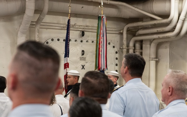 The U.S. Navy Ceremonial Guard present colors at the International Naval Review Welcome Ceremony