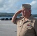 Retired U.S. Navy Cmdr. Allan Rigggs participates in morning colors aboard USS Annapolis