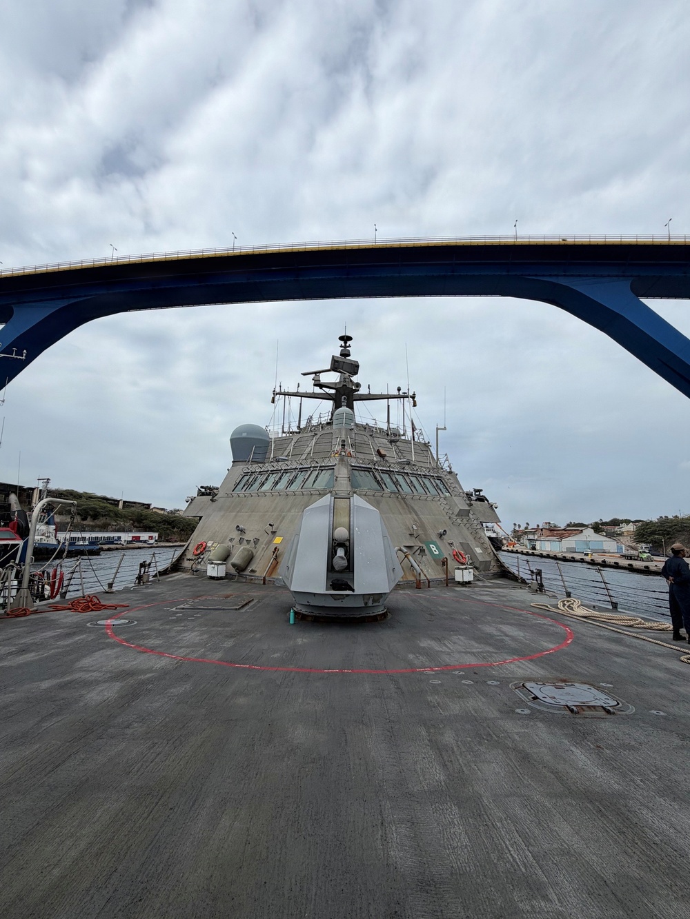 The littoral combat ship USS Billings (LCS 15) arrives in Willemstad, Curacao, July 3, 2026.