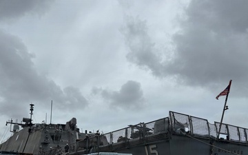 U.S. Navy Sailors load water donated by the Netherlands aboard the littoral combat ship USS Billings (LCS 15) while moored in Willemstad, Curacao, July 3, 2026.