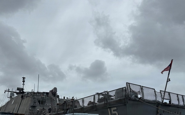 U.S. Navy Sailors load water donated by the Netherlands aboard the littoral combat ship USS Billings (LCS 15) while moored in Willemstad, Curacao, July 3, 2026.