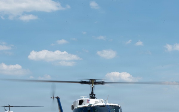 UH-1N Hueys from 1 HS take off for Freedom 250 Celebrations