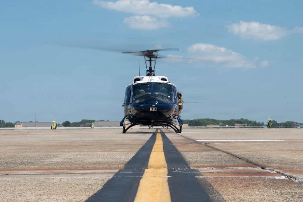 UH-1N Hueys from 1 HS take off for Freedom 250 Celebrations