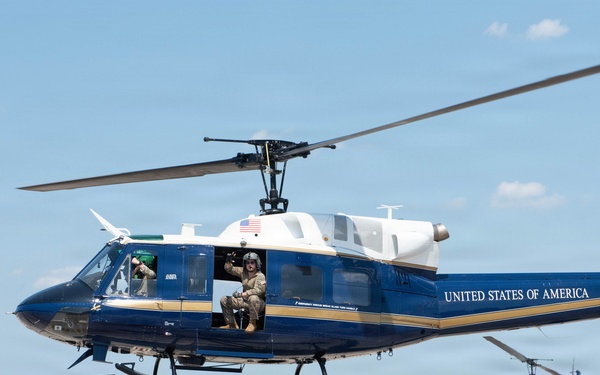UH-1N Hueys from 1 HS take off for Freedom 250 Celebrations