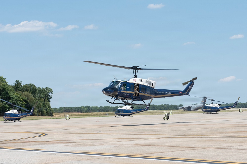 UH-1N Hueys from 1 HS take off for Freedom 250 Celebrations