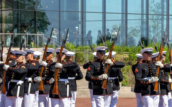 U.S. Marine Corps Silent Drill Platoon Perform at Liberty Island