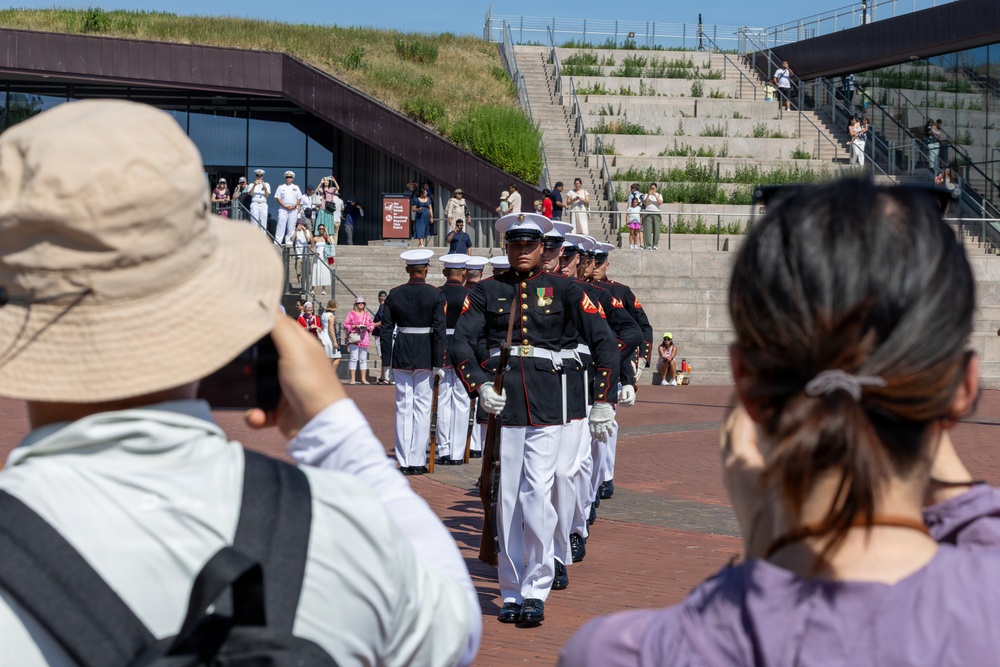 U.S. Marine Corps Silent Drill Platoon Perform at Liberty Island