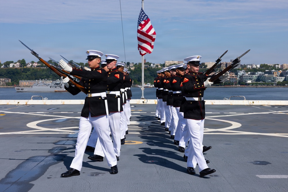 Silent Drill Platoon performs aboard the USS Arlington (LPD 24)