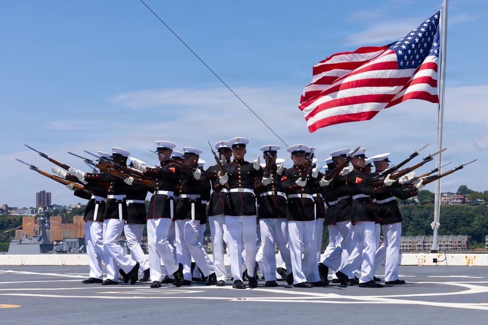 Silent Drill Platoon performs aboard the USS Arlington (LPD 24)