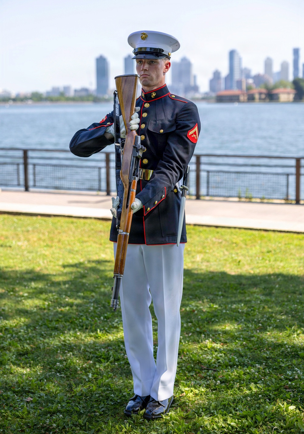 U.S. Marines Silent Drill Platoon perform on Liberty Island