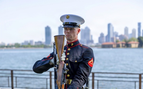 U.S. Marines Silent Drill Platoon perform on Liberty Island