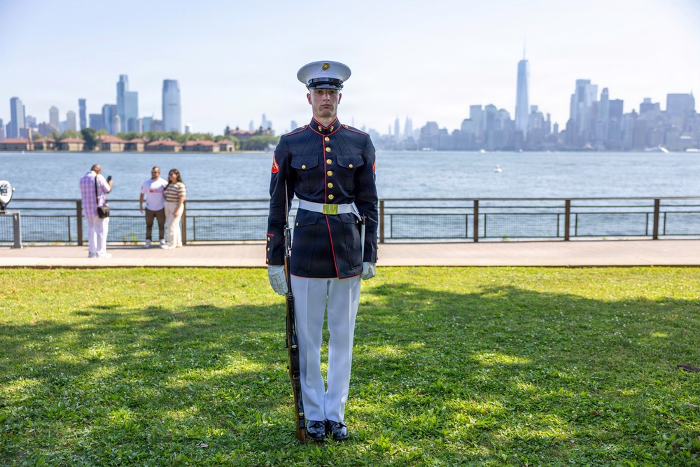 U.S. Marines Silent Drill Platoon perform on Liberty Island