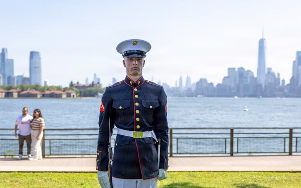 U.S. Marines Silent Drill Platoon perform on Liberty Island