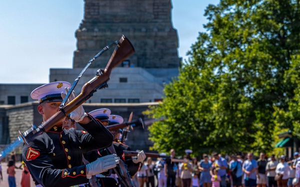 U.S. Marines Silent Drill Platoon perform on Liberty Island