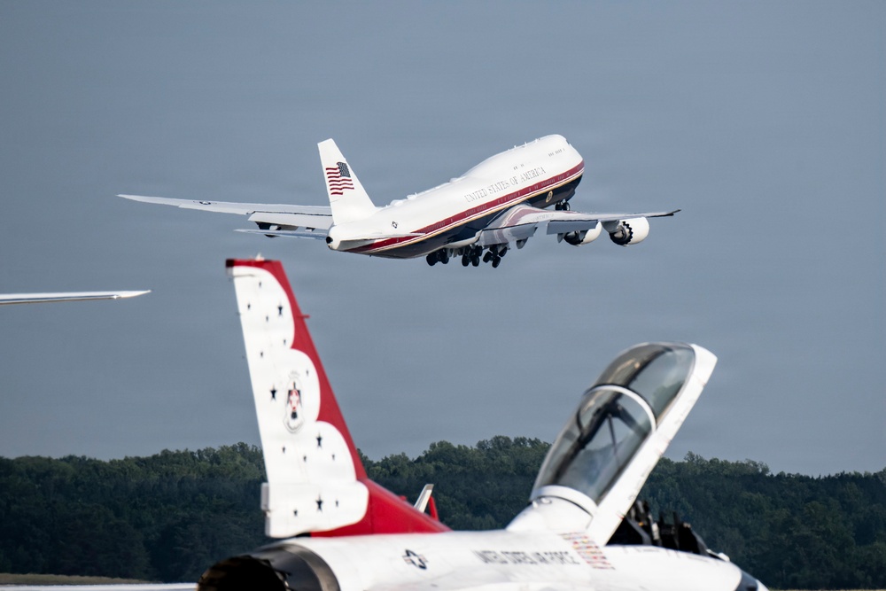 Aircraft take off from JBA for Freedom 250 flyover