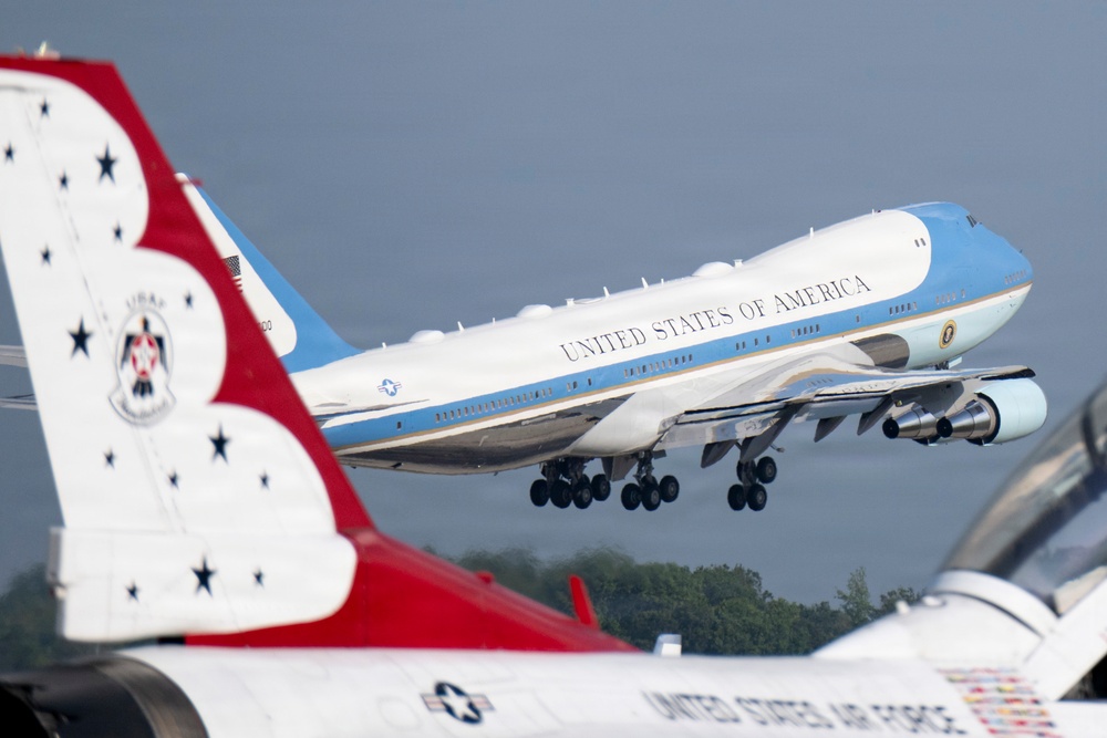 Aircraft take off from JBA for Freedom 250 flyover