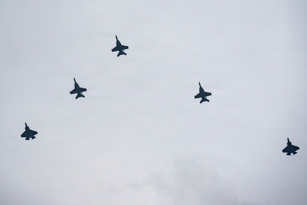 Aircraft take off from JBA for Freedom 250 flyover