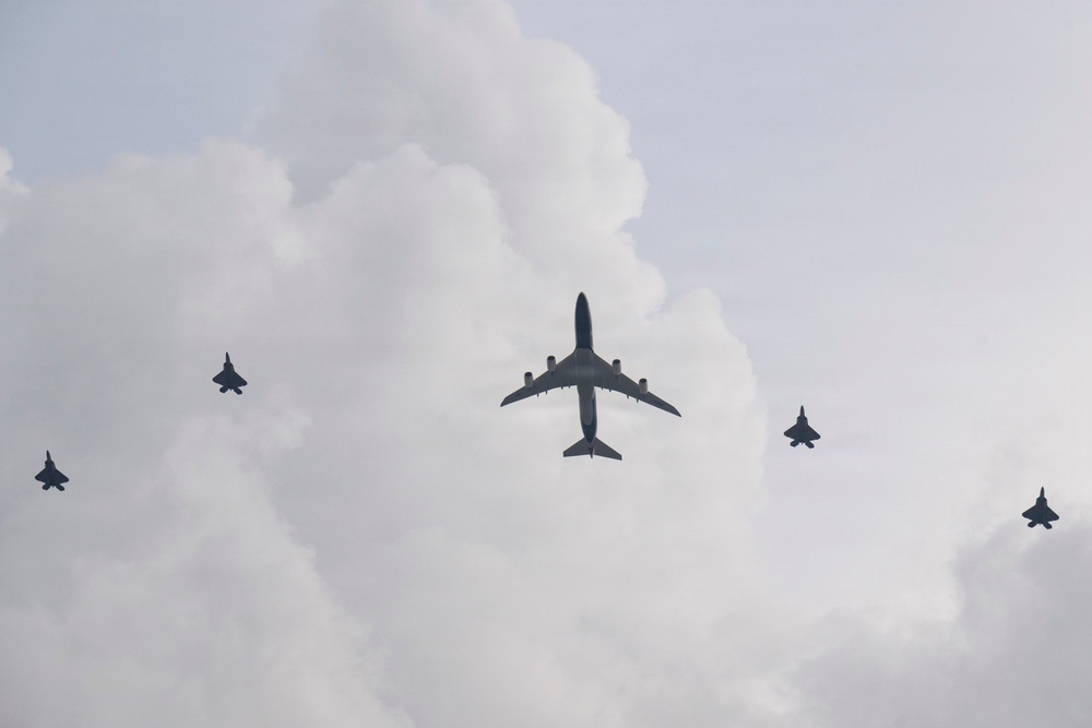 Aircraft take off from JBA for Freedom 250 flyover