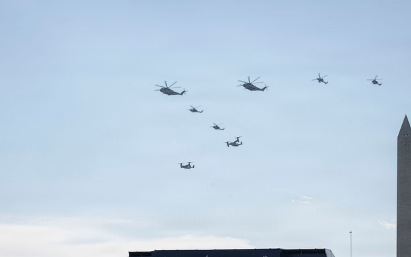 Military Aircraft do Flyovers during the Salute to America Event