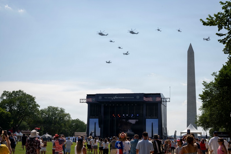 Military Aircraft do Flyovers during the Salute to America Event