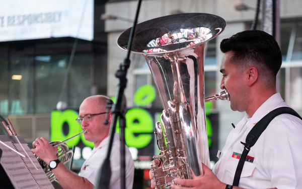 U.S. Navy Band Brass Quintet performs in Times Square