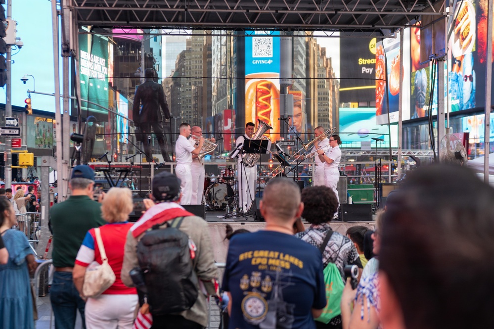 U.S. Navy Band Brass Quintet performs in Times Square