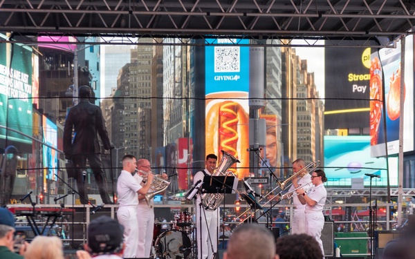 U.S. Navy Band Brass Quintet performs in Times Square