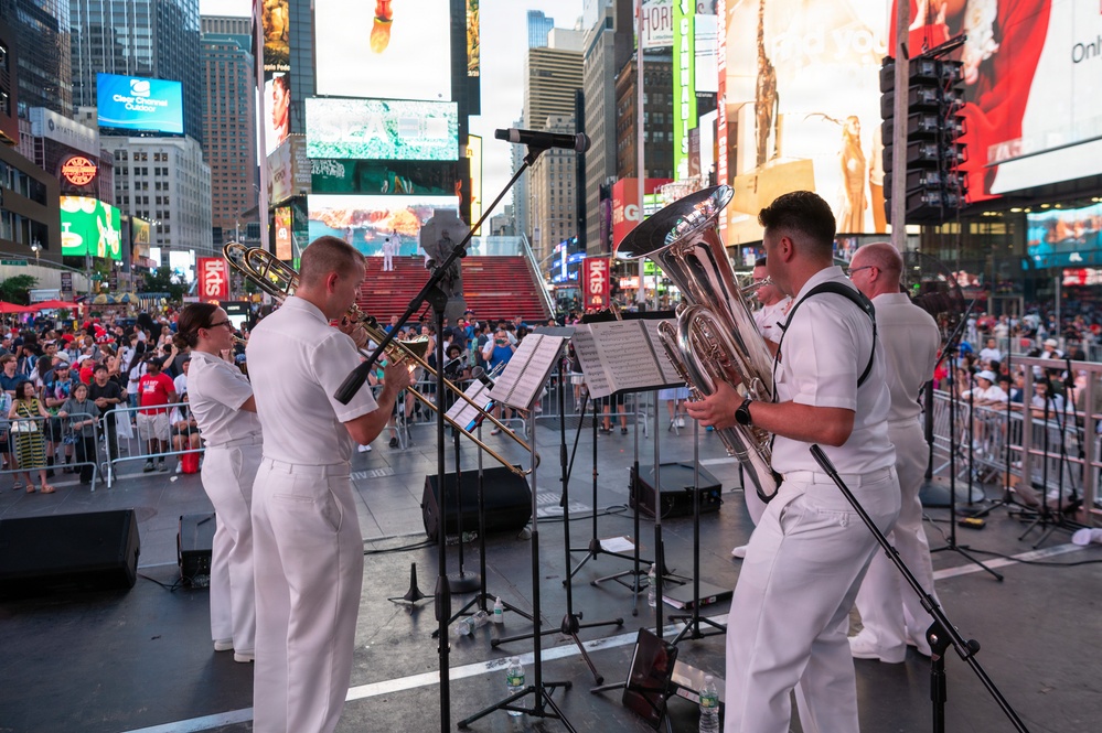 U.S. Navy Band Brass Quintet performs in Times Square