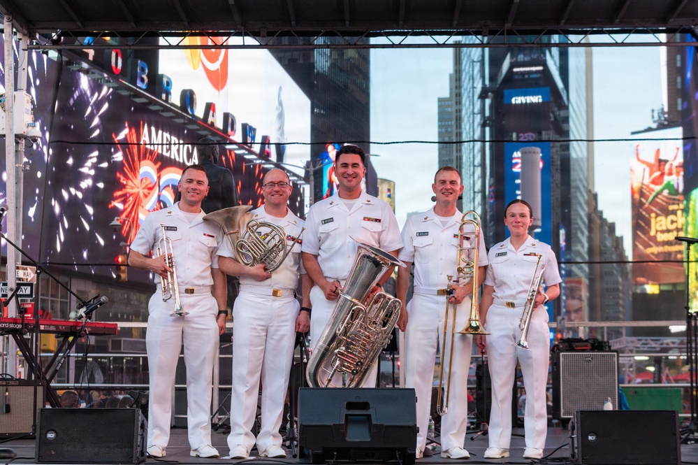 U.S. Navy Band Brass Quintet performs in Times Square