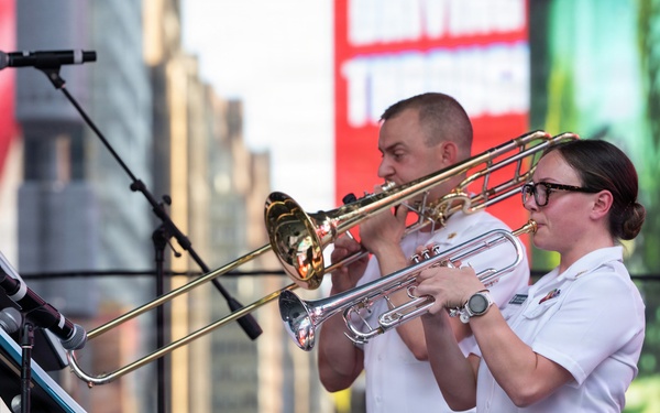 U.S. Navy Band Brass Quintet performs in Times Square
