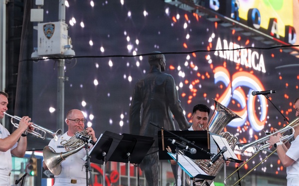 U.S. Navy Band Brass Quintet performs in Times Square