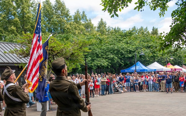 Oregon National Guardsmen take part in the 250th Anniversary of American Independence