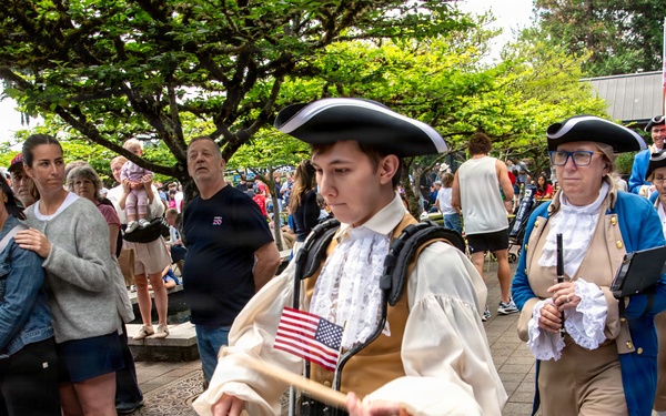 Oregon National Guardsmen take part in the 250th Anniversary of American Independence