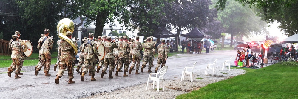 Illinois Army National Guard 144th Army Band Gets Downpour of Support from Beecher, Illinois, on Nation's 250th Birthday