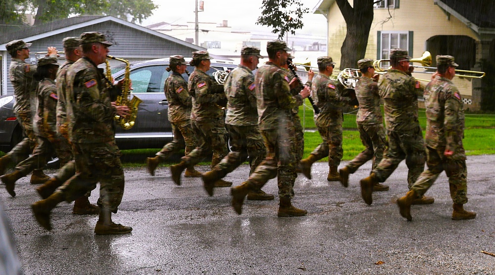 Illinois Army National Guard 144th Army Band Gets Downpour of Support from Beecher, Illinois, on Nation's 250th Birthday