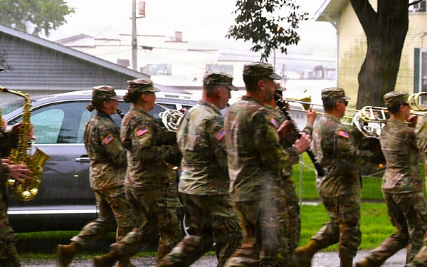 Illinois Army National Guard 144th Army Band Gets Downpour of Support from Beecher, Illinois, on Nation's 250th Birthday