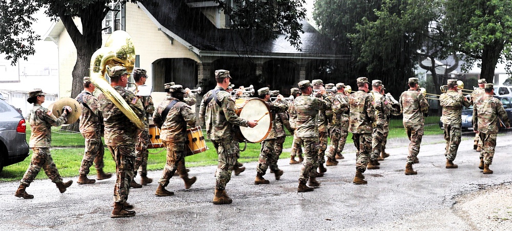 Illinois Army National Guard 144th Army Band Gets Downpour of Support from Beecher, Illinois, on Nation's 250th Birthday