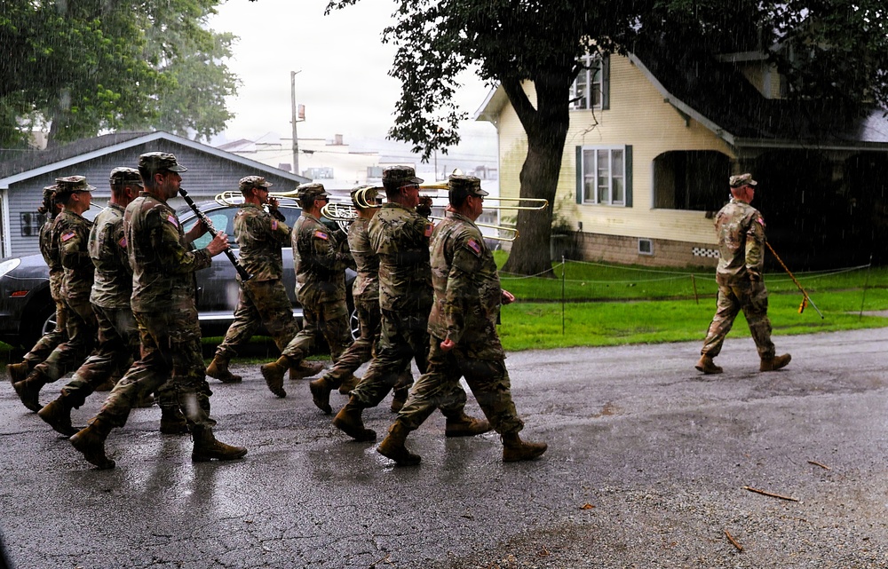 Illinois Army National Guard 144th Army Band Gets Downpour of Support from Beecher, Illinois, on Nation's 250th Birthday