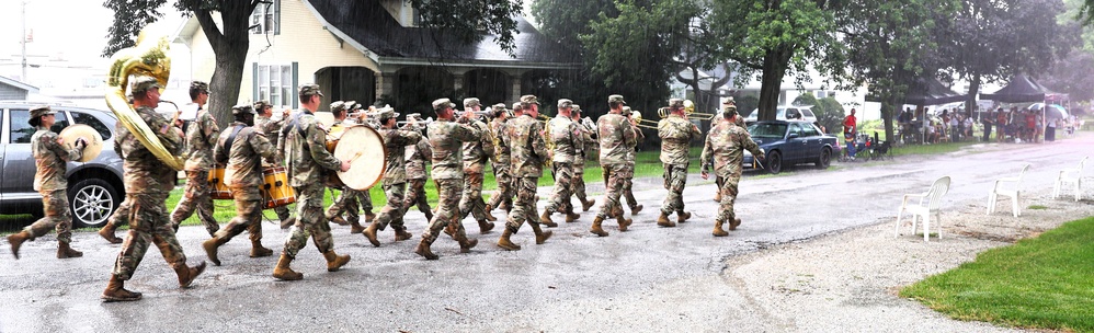 Illinois Army National Guard 144th Army Band Gets Downpour of Support from Beecher, Illinois, on Nation's 250th Birthday